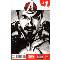 Avengers World #1 Blank comic with Iron Man Robert Downey Jr painting on the cover