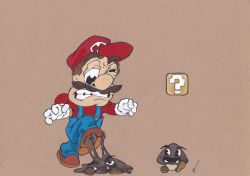 Mario stepped on a Goomba