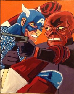 Enemies' Embrace:  Captain America and Red Skull