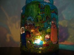 Adventure Time Characters Stained Glass Candle Holder