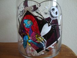 Disney Tim Burton's The Nightmare Before Christmas Stained Glass Candle Holder Jack Skellington Sally Love Heart Shock Lock Barrel