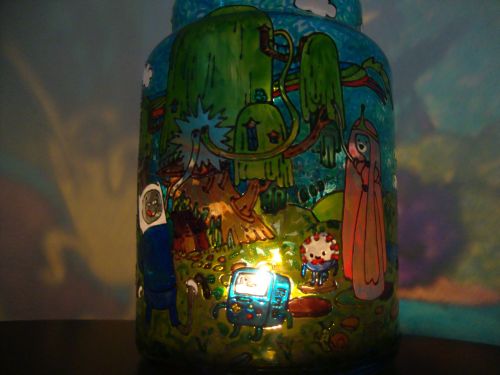 Adventure Time Characters Stained Glass Candle Holder