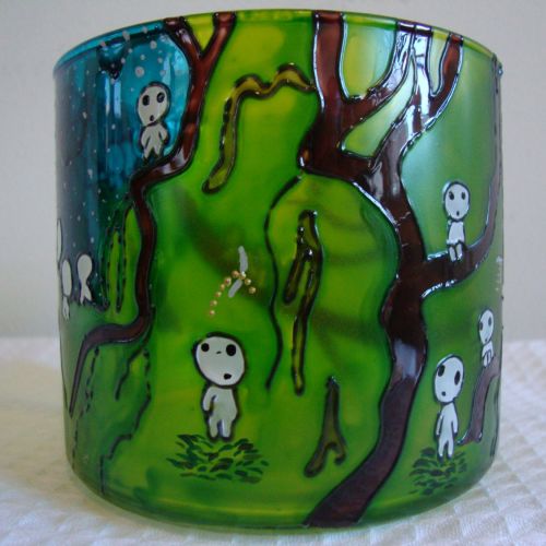 Fan Art Studio Ghibli Disney Hayao Miyazaki Inspired Kodamas Tree Spirit Forest Candle Holder