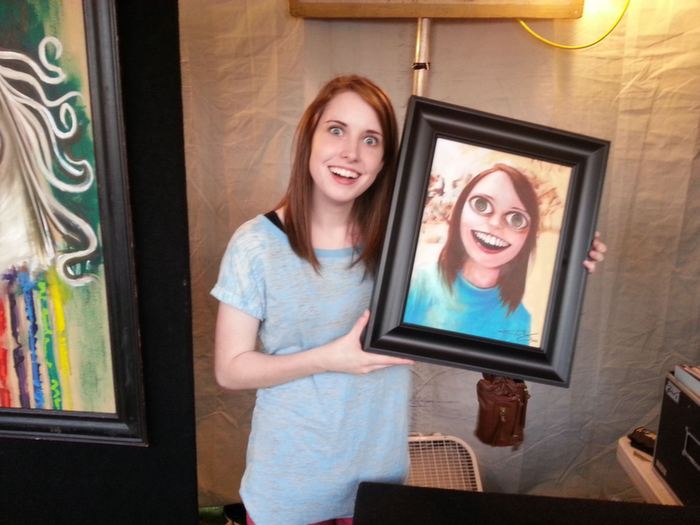 overly attached girlfriend with portrait